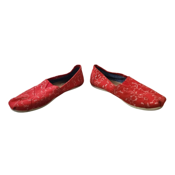 Toms Classic Slip On Red Chemical Structure Flats 6.5 - Picture 3 of 6